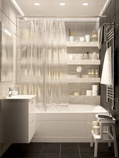 Фото № 2: Дизайн-проект совмещенного санузла 3.6  м² Скандинавский стиль для ЖК Виктори Парк