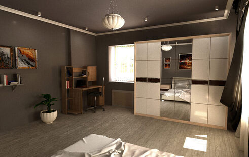 Фото № 2: Дизайн-проект спальни 24.5  м² стиль Классика для ЖК Рассказово