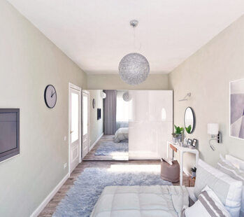 Фото № 2: Дизайн-проект спальни 16.4  м² стиль Модернизм для ЖК Рассказово