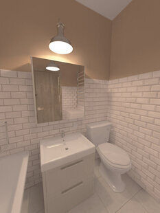 Фото № 2: Дизайн-проект совмещенного санузла 3.5  м² Скандинавский стиль для ЖК Вертикаль