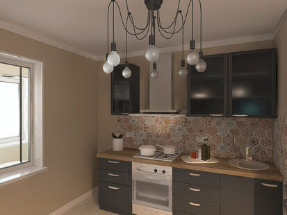 Фото № 1: Дизайн-проект кухни 9.1  м² Скандинавский стиль для ЖК Вертикаль