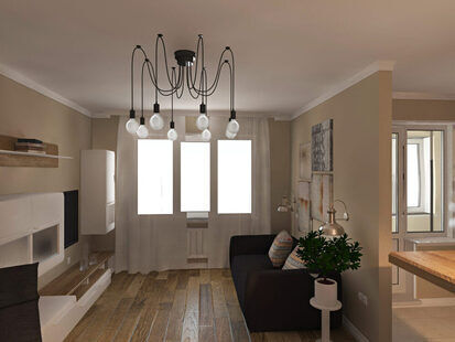 Фото № 1: Дизайн-проект зала 17.1  м² Скандинавский стиль для ЖК Вертикаль