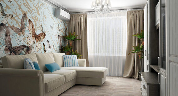 ЖК "Алые паруса": готовый дизайн проект в стиле "Прованс". Площадь 81.0 м² - фото №1