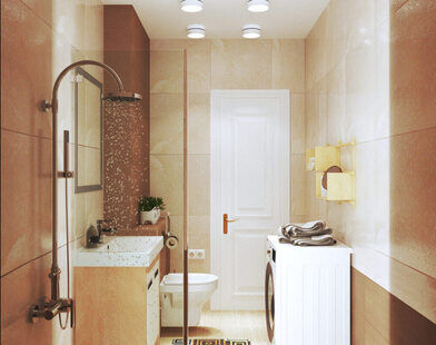 Фото № 3: Дизайн-проект совмещенного санузла 4.5  м² Скандинавский стиль для ЖК Лайт Сити LS