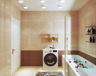 Фото № 2: Дизайн-проект совмещенного санузла 4.5  м² Скандинавский стиль для ЖК Лайт Сити LS