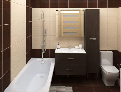 Фото № 2: Дизайн-проект совмещенного санузла 4.2  м² стиль Контемпорари для ЖК Южный квартал