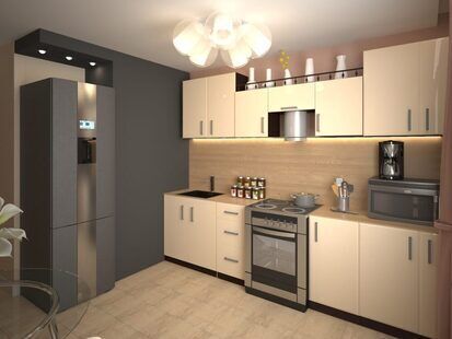 Фото № 1: Дизайн-проект кухни 10.9  м² стиль Контемпорари для ЖК Южный квартал