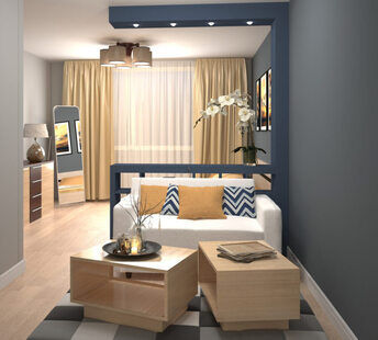 Фото № 1: Дизайн-проект зала 19.3  м² стиль Контемпорари для ЖК Южный квартал