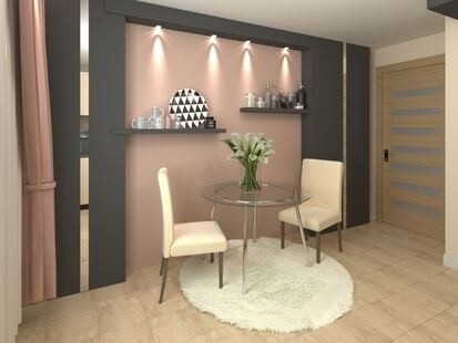 Фото № 2: Дизайн-проект однокомнатной квартиры 42.6  м² стиль Контемпорари для ЖК Южный квартал