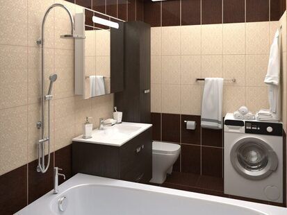 Фото № 4: Дизайн-проект однокомнатной квартиры 42.6  м² стиль Контемпорари для ЖК Южный квартал