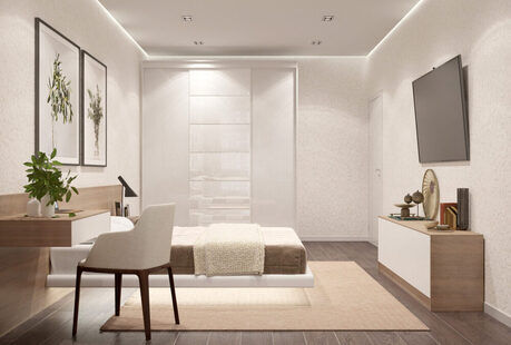 Фото № 2: Дизайн-проект спальни 21.2  м² стиль Минимализм для ЖК BRAER PARK