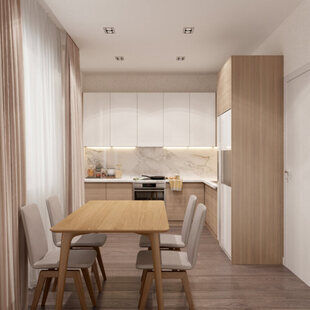 Фото № 1: Дизайн-проект кухни 14.0  м² стиль Минимализм для ЖК BRAER PARK