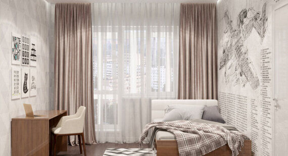 Детская: готовый дизайн проект в стиле "Минимализм". Площадь 15.2 м² - фото №1