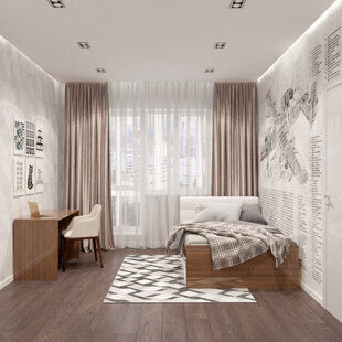 Фото № 2: Дизайн-проект двухкомнатной квартиры 73.5  м² стиль Минимализм для ЖК BRAER PARK