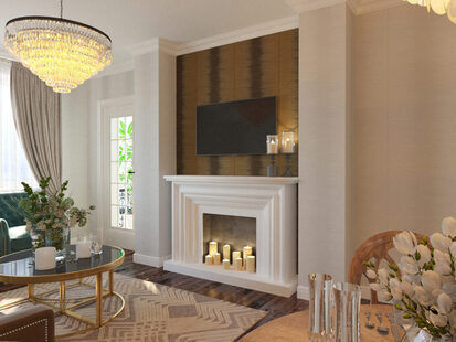 Фото № 1: Дизайн-проект двухкомнатной квартиры 53.3  м² стиль Американская классика для ЖК Аквамарин