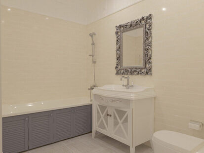 Фото № 4: Дизайн-проект двухкомнатной квартиры 53.3  м² стиль Американская классика для ЖК Аквамарин