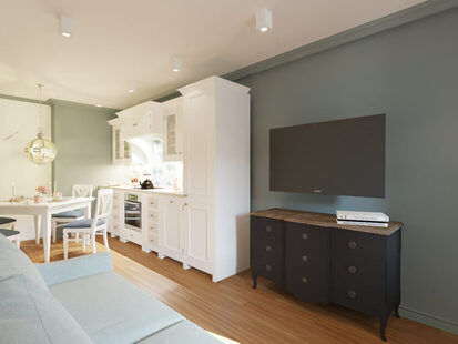 Фото № 6: Дизайн-проект двухкомнатной квартиры 40.4  м² стиль Современная классика для ЖК PLAZA