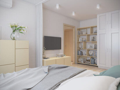 Фото № 6: Дизайн-проект однокомнатной квартиры 34.1  м² Скандинавский стиль для ЖК Новый город