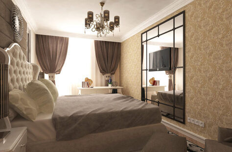 Фото № 3: Дизайн-проект спальни 16.9  м² стиль Современная классика для ЖК Вертикаль