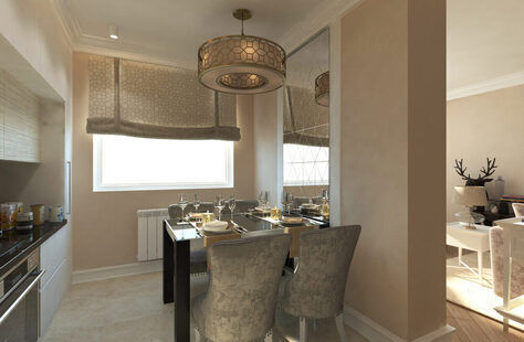 Фото № 1: Дизайн-проект кухни 11.6  м² стиль Современная классика для ЖК Вертикаль