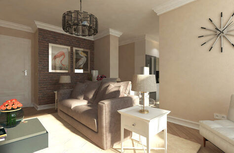 Фото № 1: Дизайн-проект двухкомнатной квартиры 58.8  м² стиль Современная классика для ЖК Вертикаль