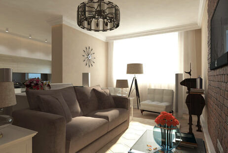 Фото № 4: Дизайн-проект двухкомнатной квартиры 58.8  м² стиль Современная классика для ЖК Вертикаль