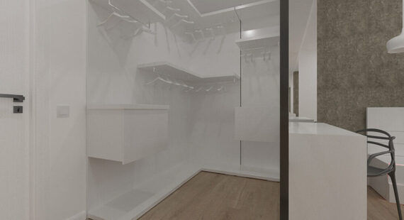 Спальня: готовый дизайн проект в стиле "Минимализм". Площадь 18.0 м² - фото №2