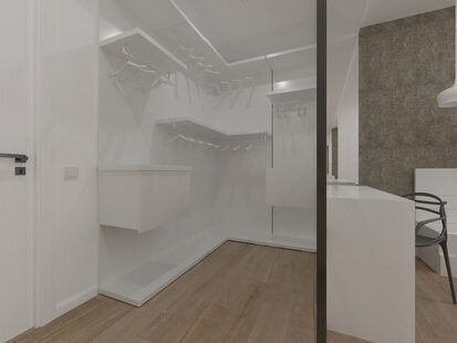 Фото № 2: Дизайн-проект спальни 18.0  м² стиль Минимализм для ЖК Дом на Окском