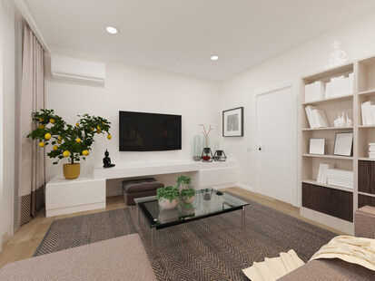 Фото № 1: Дизайн-проект зала 15.6  м² стиль Минимализм для ЖК Дом на Окском