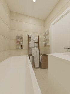 Фото № 1: Дизайн-проект ванной 3.3  м² стиль Минимализм для ЖК Дом на Окском