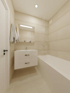 Фото № 2: Дизайн-проект ванной 3.3  м² стиль Минимализм для ЖК Дом на Окском