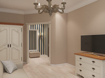 Фото № 4: Дизайн-проект однокомнатной квартиры 42.3  м² стиль Современная классика для ЖК На набережной