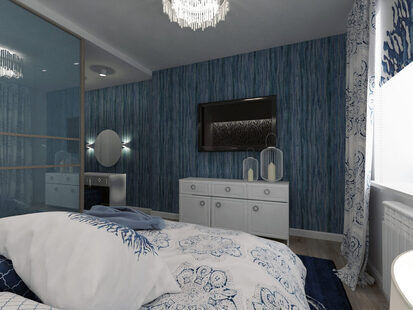 Фото № 2: Дизайн-проект спальни 15.0  м² Скандинавский стиль для ЖК Новое Измайлово