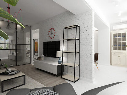 Фото № 2: Дизайн-проект зала 21.9  м² Скандинавский стиль для ЖК Новое Измайлово