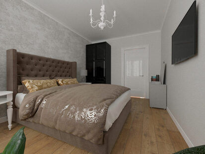 Фото № 2: Дизайн-проект спальни 14.5  м² Скандинавский стиль для ЖК Первый Московский