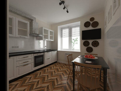 Фото № 1: Дизайн-проект кухни 10.7  м² Скандинавский силь для ЖК Первый Московский