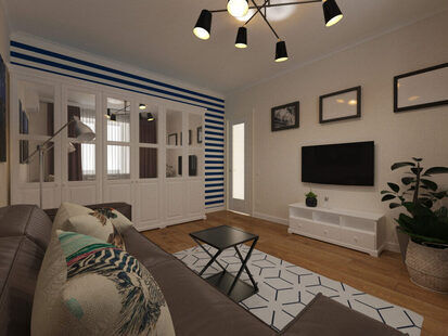 Фото № 1: Дизайн-проект зала 14.2  м² Скандинавский стиль для ЖК Первый Московский