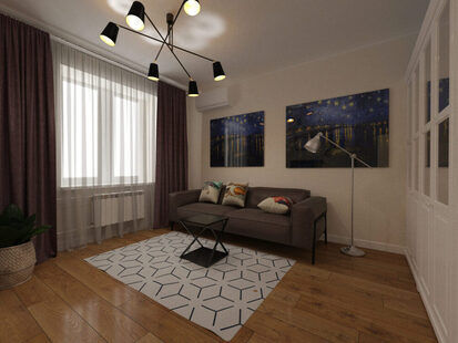 Фото № 2: Дизайн-проект зала 14.2  м² Скандинавский стиль для ЖК Первый Московский