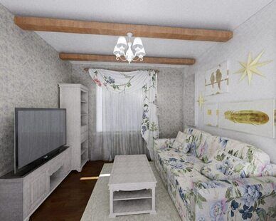 Фото № 2: Дизайн-проект спальни 15.9  м² стиль Прованс для ЖК Времена года