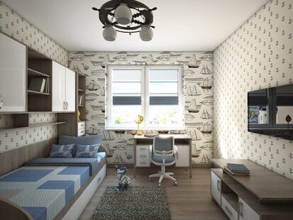 Фото № 1: Дизайн-проект детской 12.9  м² стиль Минимализм для ЖК Виктори Парк