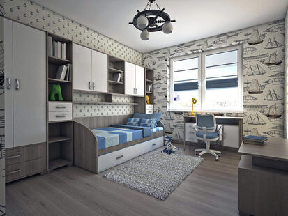 Фото № 2: Дизайн-проект детской 12.9  м² стиль Минимализм для ЖК Виктори Парк