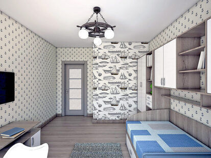 Фото № 3: Дизайн-проект детской 12.9  м² стиль Минимализм для ЖК Виктори Парк