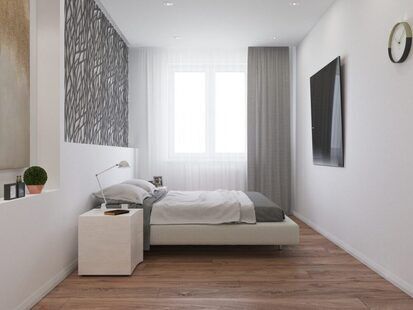 Фото № 2: Дизайн-проект спальни 16.4  м² стиль Минимализм для ЖК BRAER PARK