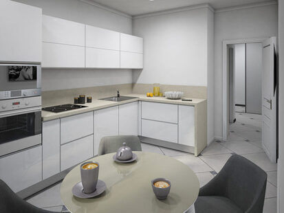 Фото № 2: Дизайн-проект кухни 13.2  м² стиль Современная классика для ЖК Переделкино Ближнее