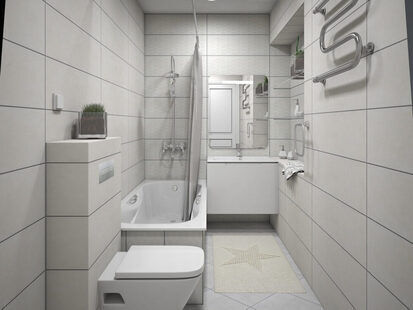 Фото № 1: Дизайн-проект совмещенного санузла 2.3  м² стиль Современная классика для ЖК Переделкино Ближнее