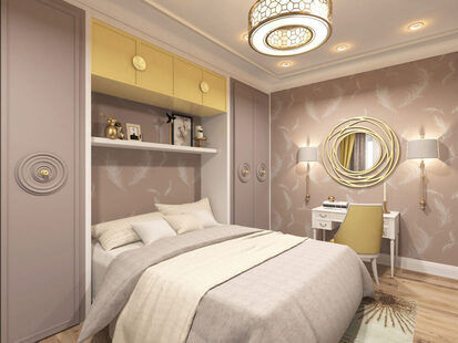 Фото № 1: Дизайн-проект спальни 15.0  м² стиль Современная классика для ЖК BRAER PARK