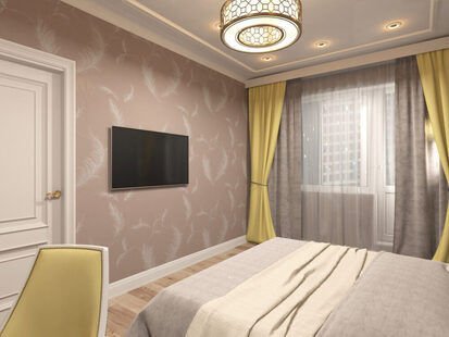 Фото № 5: Дизайн-проект спальни 15.0  м² стиль Современная классика для ЖК BRAER PARK