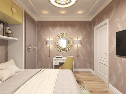 Фото № 3: Дизайн-проект спальни 15.0  м² стиль Современная классика для ЖК BRAER PARK