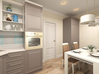 Фото № 2: Дизайн-проект кухни 13.0  м² стиль Современная классика для ЖК Braer Park