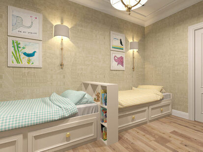 Фото № 2: Дизайн-проект детской 16.0  м² стиль Современная классика для ЖК Braer Park